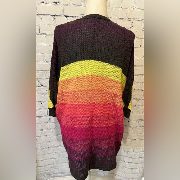 American Eagle Womens Sweater Small Striped Long Open 3/4 Sleeve Cardigan - Picture 3 of 5
